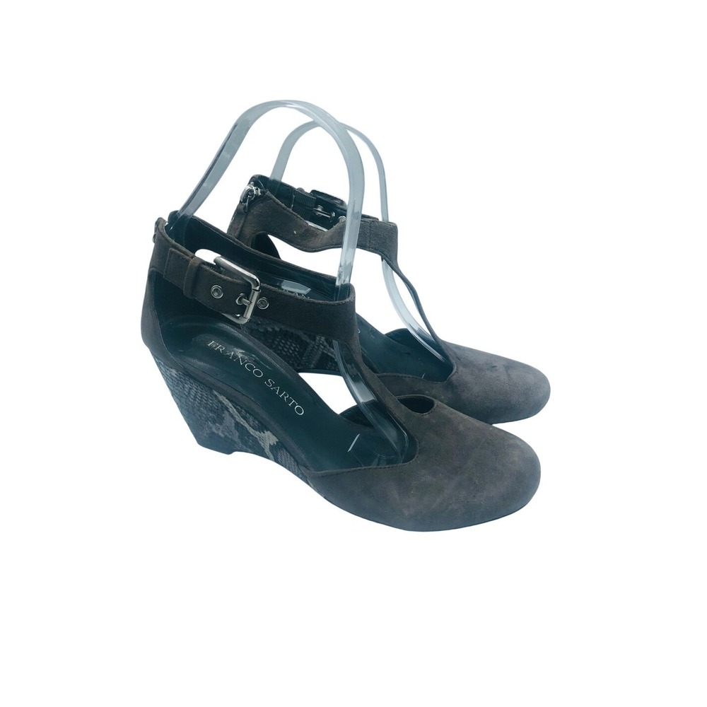 Franco Sarto women's kitten, heel, leopard, print round,‎ ankle strap size 8